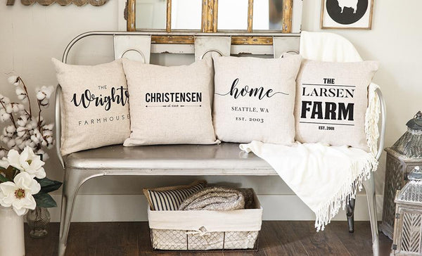 Personalized Farmhouse Style Throw Pillow Covers