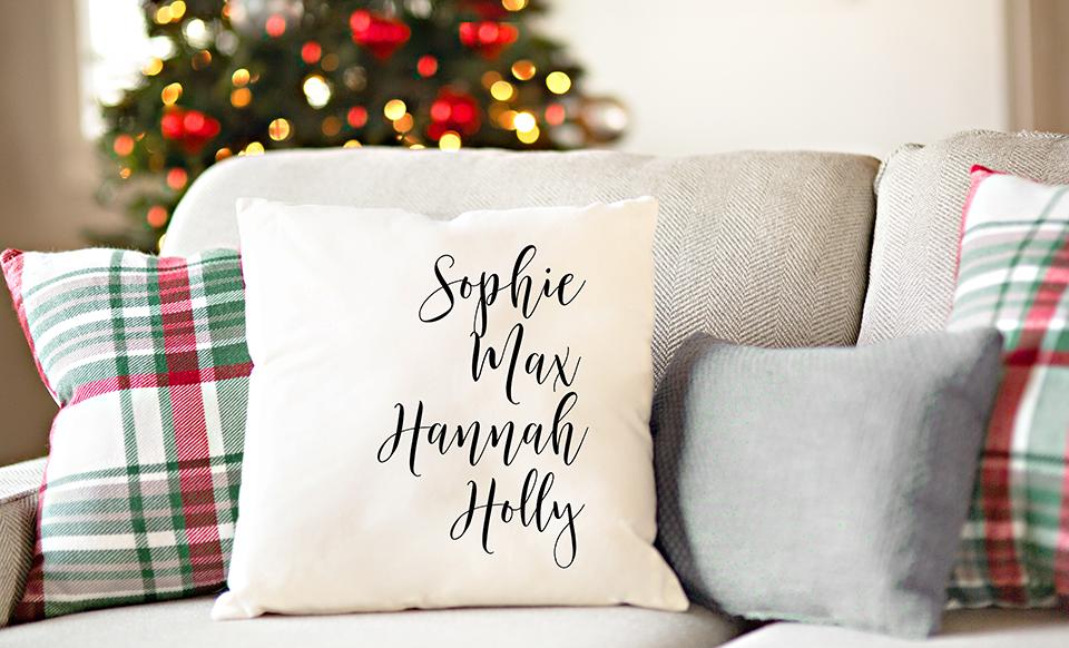 Personalized Family Names Throw Pillow Cover - Script