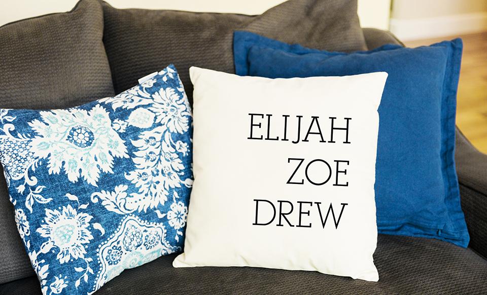 Personalized Family Names Throw Pillow Cover - Serif